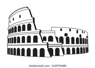 Colosseum in Rome, Italy vector. Colosseum hand drawn illustration. Symbol of Ancient Rome, gladiator fights. Vector illustration.