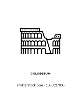 Colosseum at Rome, Italy, vector line icon. International landmark and tourism symbol.