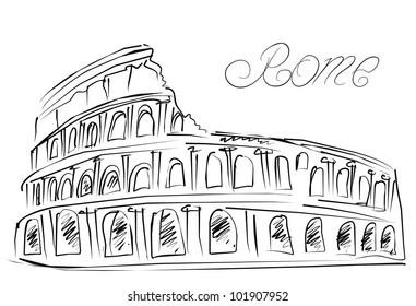 Colosseum in Rome, Italy. Vector sketch