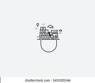 Colosseum in Rome - Line art vector design illustration.
