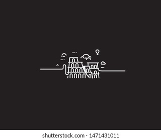 Colosseum in Rome - Line art vector design illustration.