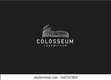 the colosseum rome logo. illustration of rome colosseum in line. vector line icon template