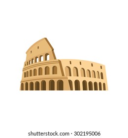 Colosseum in Rome on a white background. Italy Landmark architecture.
