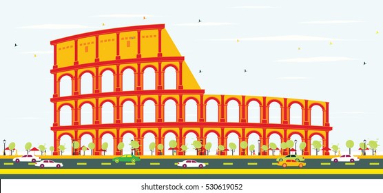 Colosseum In Rome. Vector Illustration.