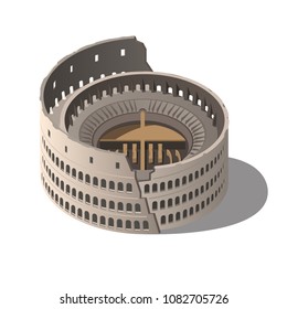 Colosseum Of Rome, Vector Isometric Illustration. Vector.