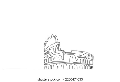 Colosseum In Rome Wall Drawing Single Line Concept