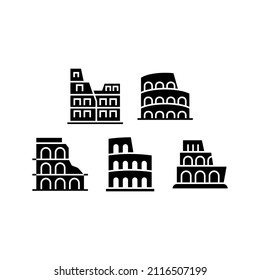 Colosseum Set Icon Isolated On White Background