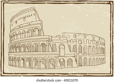 Colosseum Stylized ink drawing