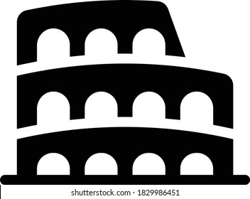 icono plano de glifo de vector de coloseo 