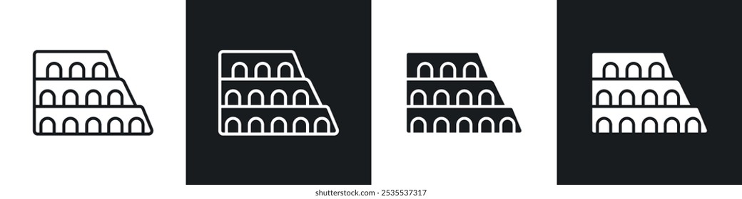 Icono de Vector del Coliseo en blanco y negro. Ilustración EPS 10