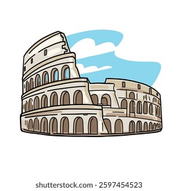 Colosseum vector illustration isolated on white.
