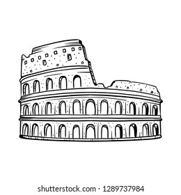 Colosseum vector illustration. Colosseum line drawing