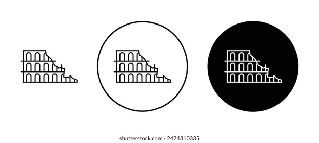 Colosseum Vector Illustration Set. Roman architecture travel sign in suitable for apps and websites UI design.