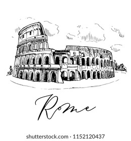 Colosseum Vector Sketch Travel In Italy