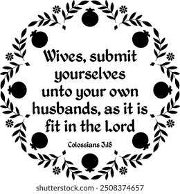 Colossians 3:18 Wives black isolated bible verse