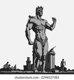 Colossus of Rhodes, Colossus of Rhodes antique vector illustration