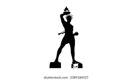 The Colossus of Rhodes, black isolated silhouette