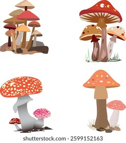 Colotful Mashroom Vector art Illustration Set