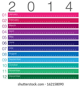 colouful calendar 2014 minimal design