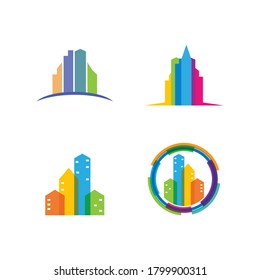 colouful city set vector illustration