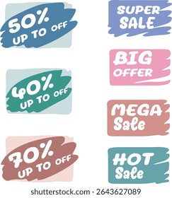 Colouful Ink Paint Brush Circle Frame Design Setage. Conjunto de design de quadro circular com pincel de tinta preta. Elementos de design gráfico desenhados à mão Grunge para caixas de texto de informação, anúncios, ofertas, grande venda, 
