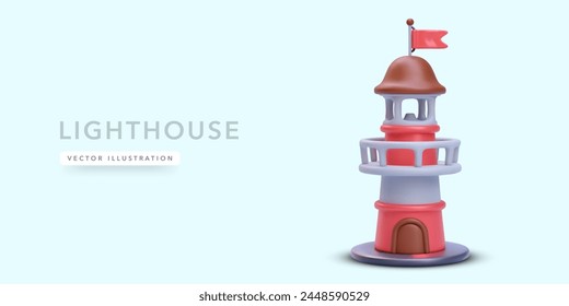 Color 3d faro realista aislado sobre fondo claro. Ilustración vectorial