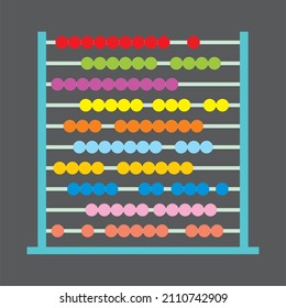 Colour Abacus For Children, Teaching Aid, Vector Icon On Dark Background