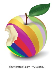 Colour apple with leaf on white background
