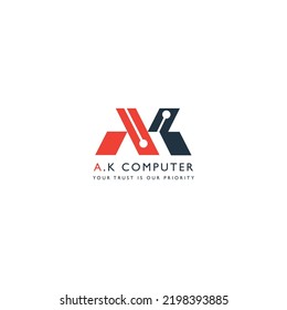 Color Awesone Logo AK Computer Design.