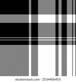 Padrão de tela de fundo de cor, textura de vetor tartã repetida. Forma xadrez têxtil sem costura cheque na paleta de cores preto e branco.