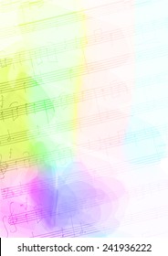 Colour Background with handmade musical notes. Vector illustration.