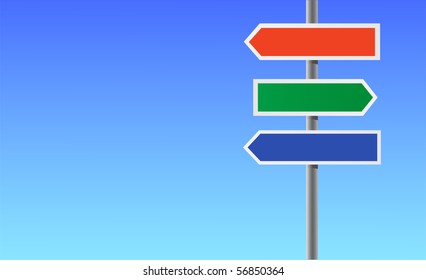 Colour blank directional sign.