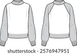 Colour Block Jumper- Technical fashion illustration. Front, white and grey colour. Women's CAD mock-up.