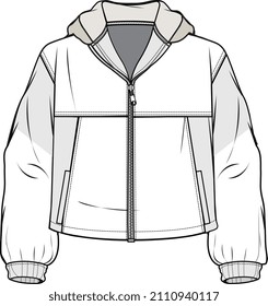 COLOUR BLOCK ZIP UP HOODIE AND SWEATSHIRTS FOR KIDS WEAR VECTOR SKETCH