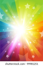 Colour Burst Background - with stars and transparencies