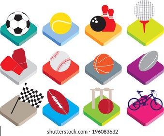 colour buttons for soccer, tennis, bowling, golf, boxing, baseball, basketball, rugby, motor racing, american football, cricket, cycling.