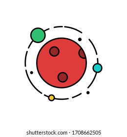 Colour cartoon fantastic planet isolated on white background