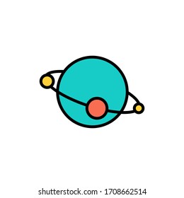 Colour cartoon fantastic planet isolated on white background
