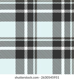 Padrão de verificação de cor sem emenda, 20s tartan xadrez têxtil. Dimensione o tecido de vetor de textura de fundo na paleta de cores branco e cinza.