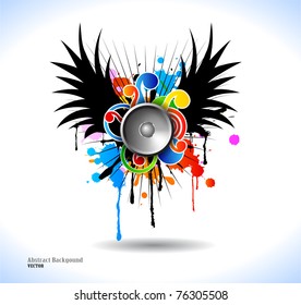 Colour cool grunge music poster. Vector illustration.