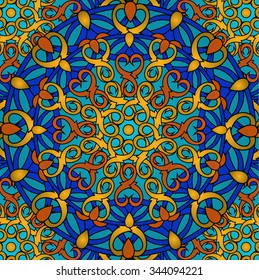 colour decorative background with a circular pattern. Mandala. Vector illustration