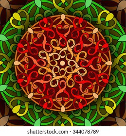 Colour decorative design element with a circular pattern. Mandala. Vector illustration