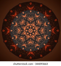 colour decorative design element with a circular pattern. Mandala. Vector illustration