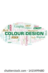 Colour Design word cloud. Wordcloud made with text only.