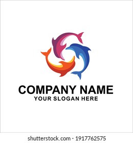 colour dholpin animal logo vector