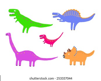 Colour dinosaurs vector set