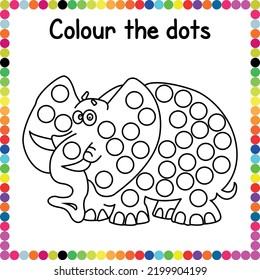 Colour the dots activity pages for kids . Kids can colour the pages with their dot marker pen and enjoy the drawing .