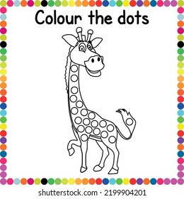 Colour the dots activity pages for kids . Kids can colour the pages with their dot marker pen and enjoy the drawing .