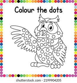 Colour the dots activity pages for kids . Kids can colour the pages with their dot marker pen and enjoy the drawing .