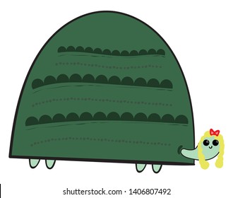 A colour drawing of a face of a girl with turtles body, vector, color drawing or illustration. 